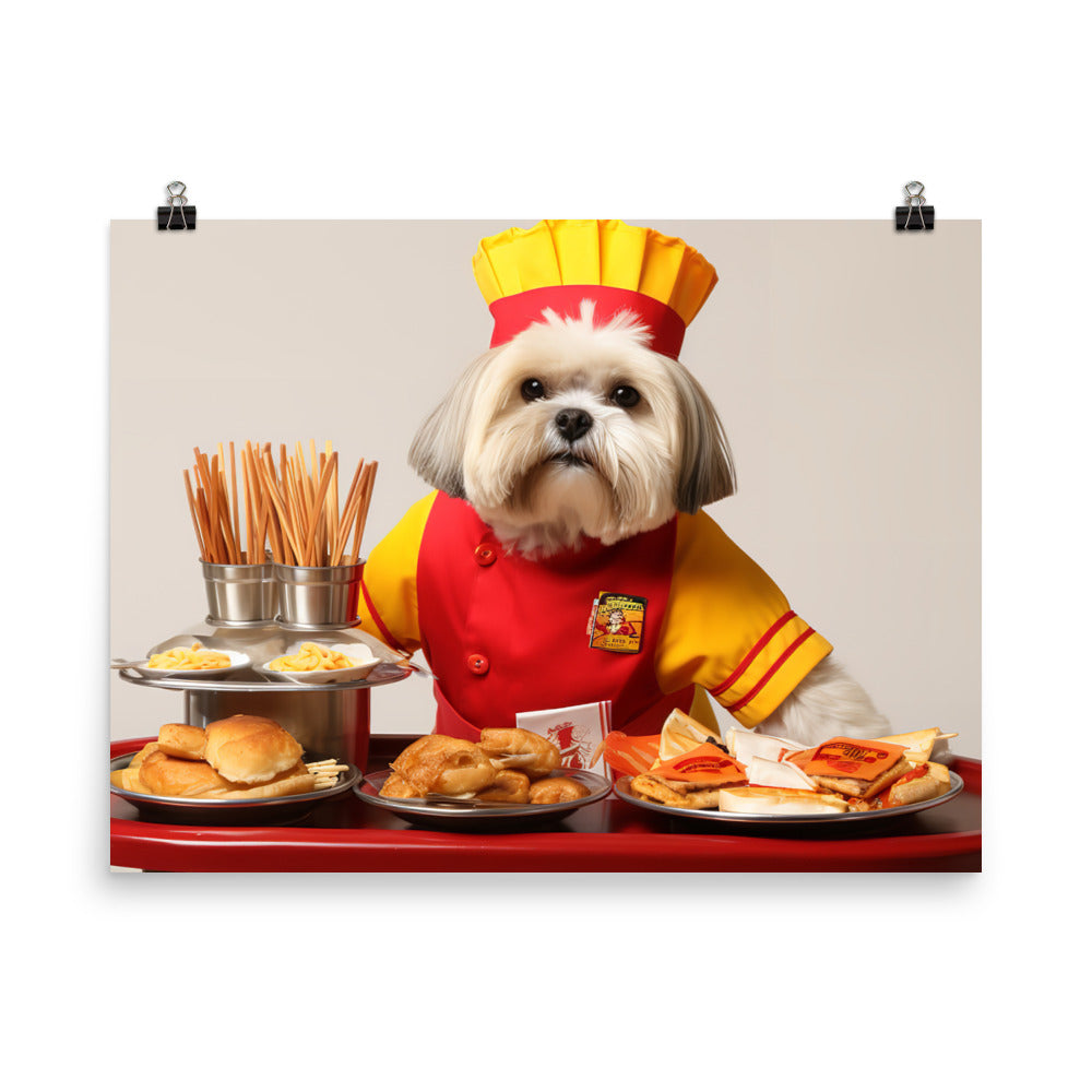 Lhasa Apso Fast Food Crew Photo paper poster - PosterfyAI.com