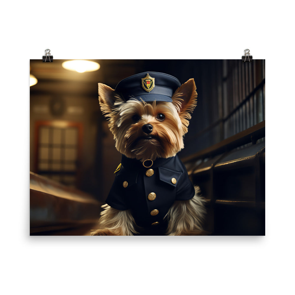 Yorkshire Terrier Security Officer Photo paper poster - PosterfyAI.com