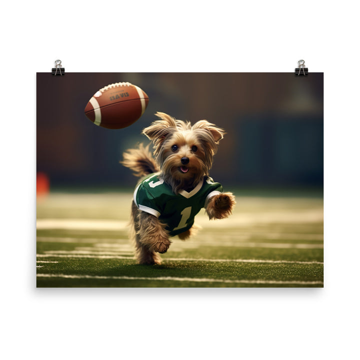 Yorkshire Terrier Football Player Photo paper poster - PosterfyAI.com