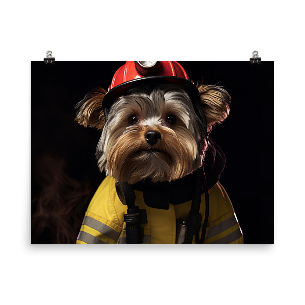 Yorkshire Terrier Firefighter Photo paper poster - PosterfyAI.com