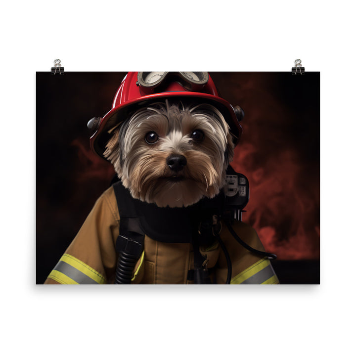 Yorkshire Terrier Firefighter Photo paper poster - PosterfyAI.com