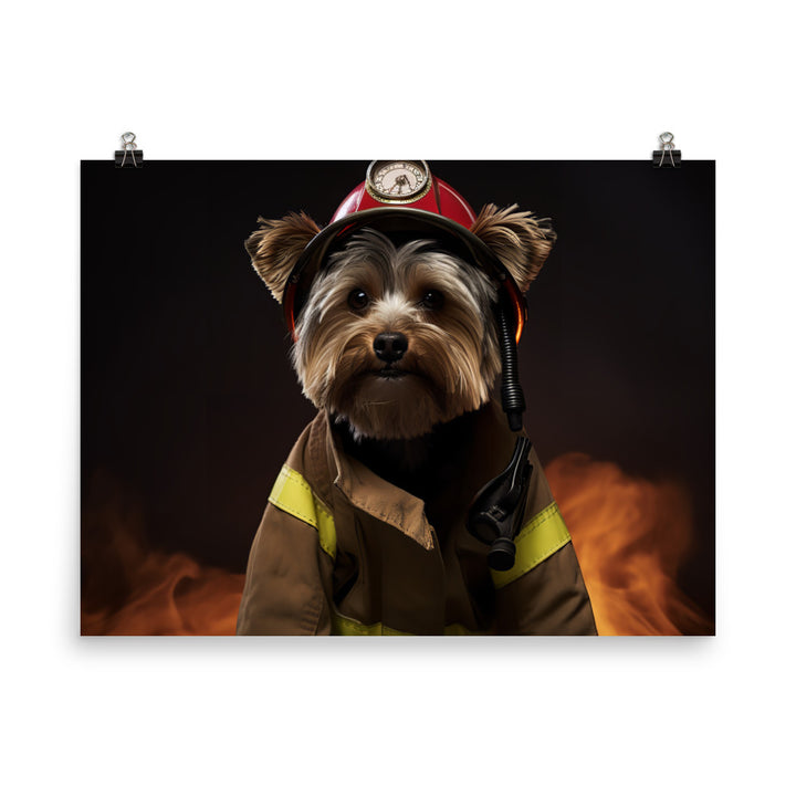 Yorkshire Terrier Firefighter Photo paper poster - PosterfyAI.com