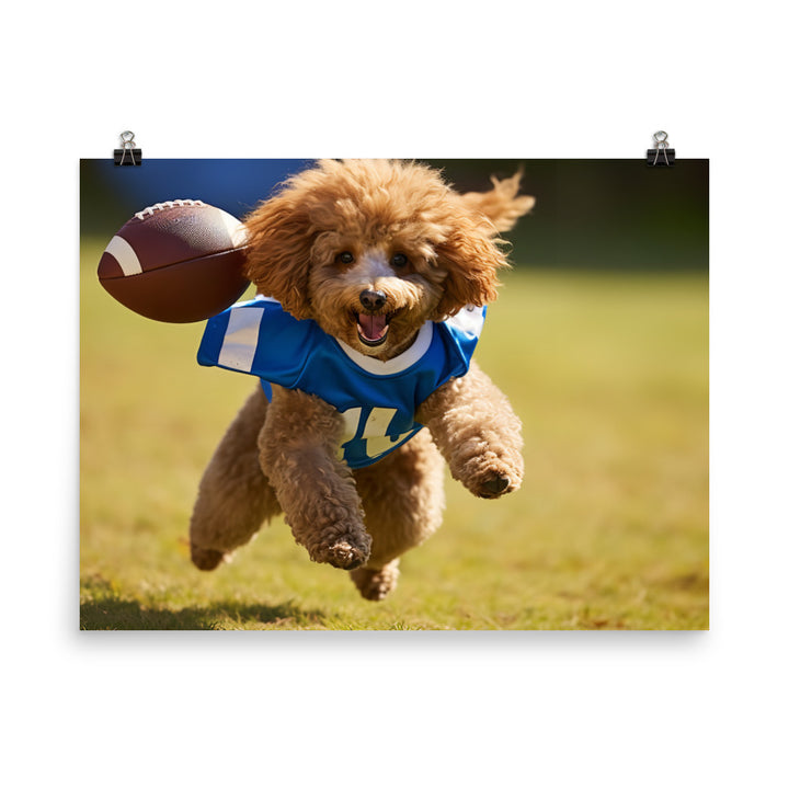 Poodle Football Player Photo paper poster - PosterfyAI.com