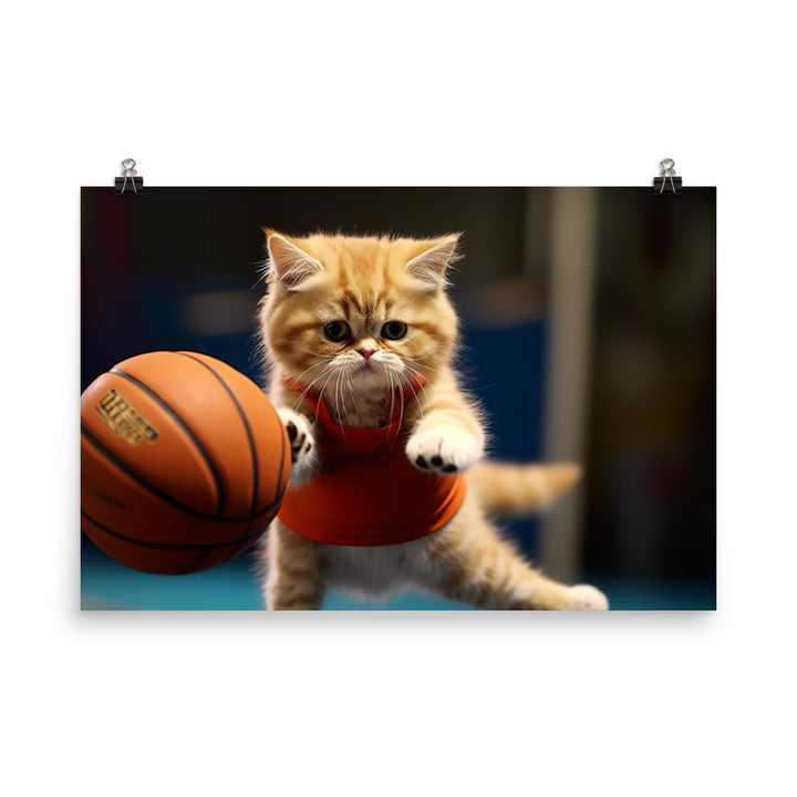 Exotic Shorthair BasketBall Player Photo paper poster - PosterfyAI.com