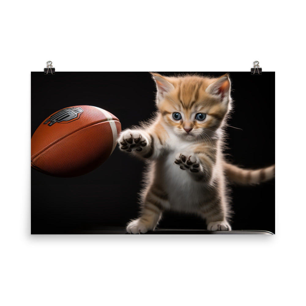 Exotic Shorthair Football Player Photo paper poster - PosterfyAI.com