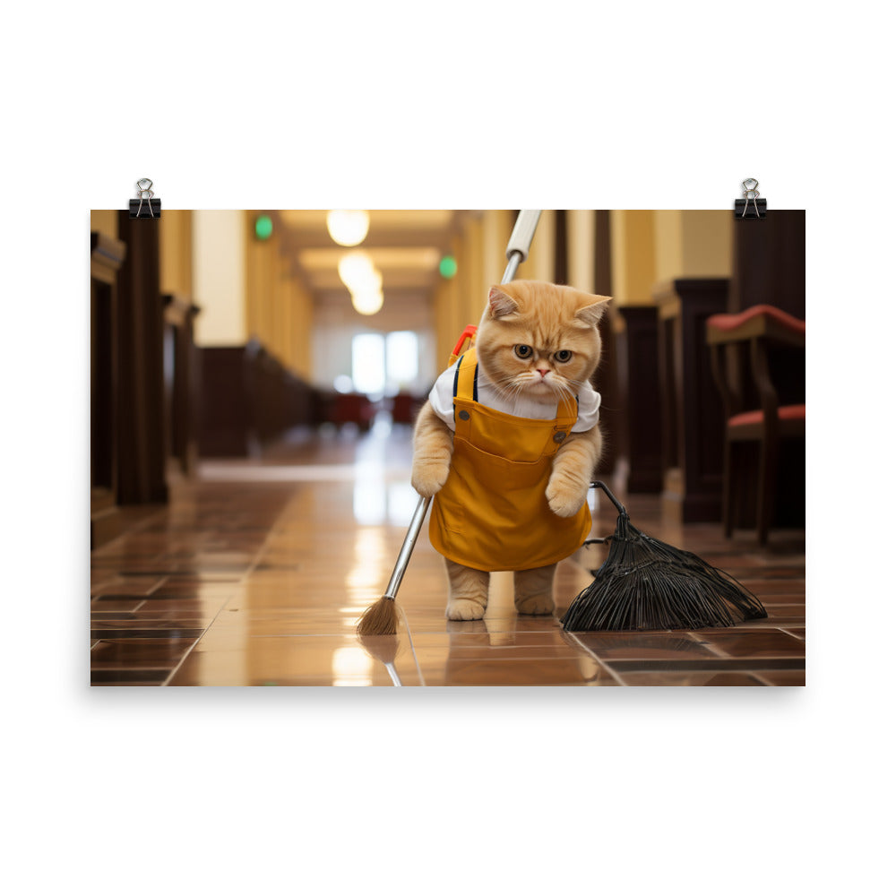 Exotic Shorthair Janitor Photo paper poster - PosterfyAI.com