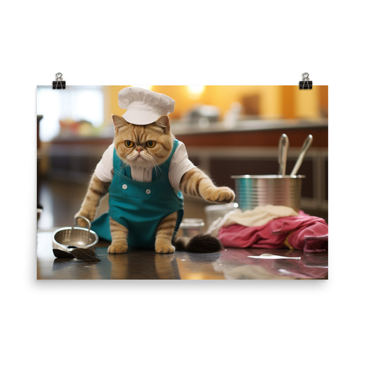 Exotic Shorthair Janitor Photo paper poster - PosterfyAI.com