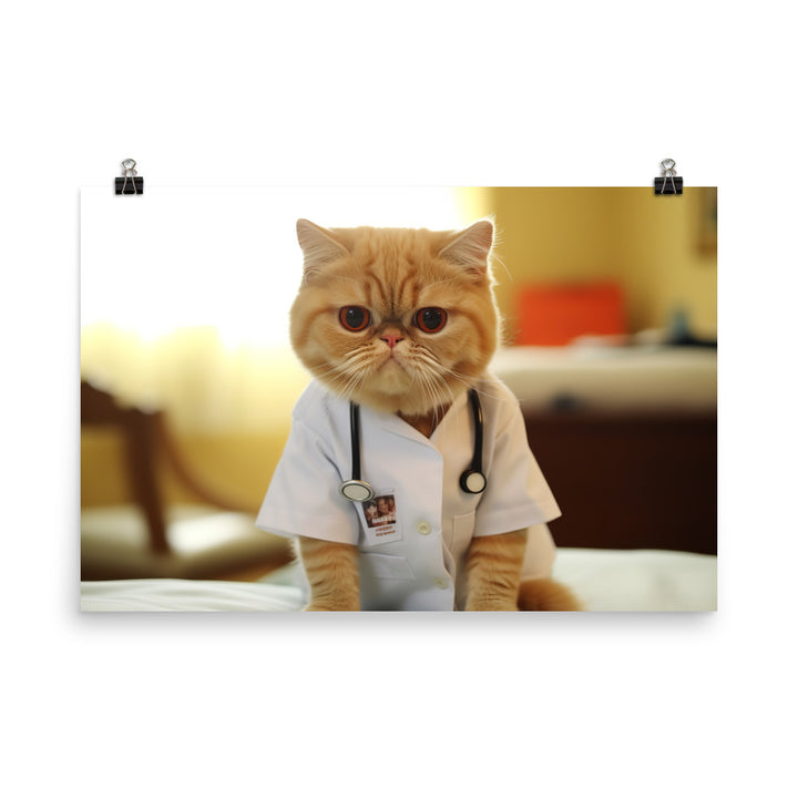 Exotic Shorthair Doctor Photo paper poster - PosterfyAI.com