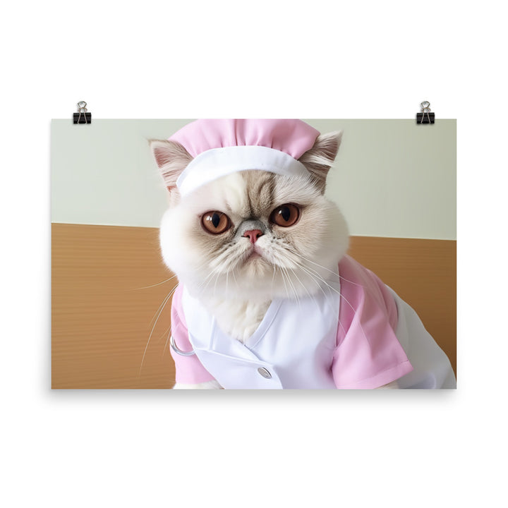 Exotic Shorthair Nurse Photo paper poster - PosterfyAI.com