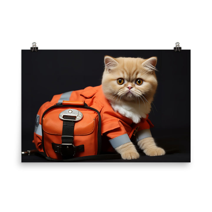 Exotic Shorthair Paramedic Photo paper poster - PosterfyAI.com