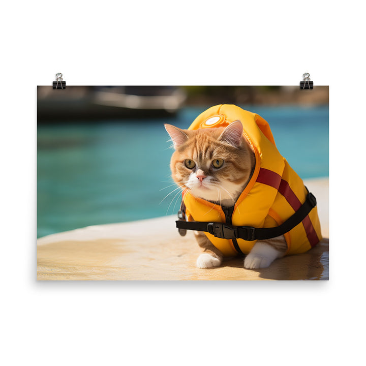 Exotic Shorthair Lifeguard Photo paper poster - PosterfyAI.com