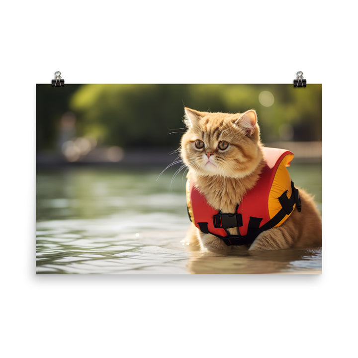 Exotic Shorthair Lifeguard Photo paper poster - PosterfyAI.com