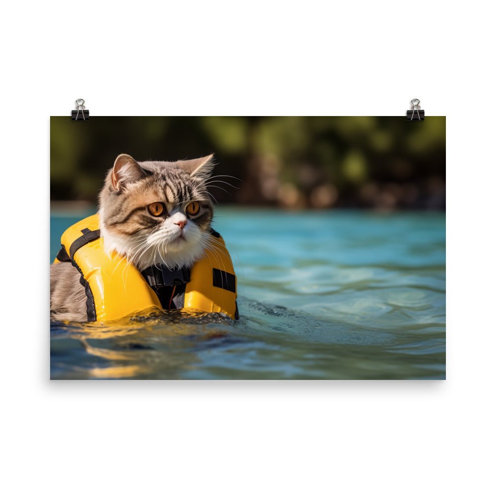 Exotic Shorthair Lifeguard Photo paper poster - PosterfyAI.com