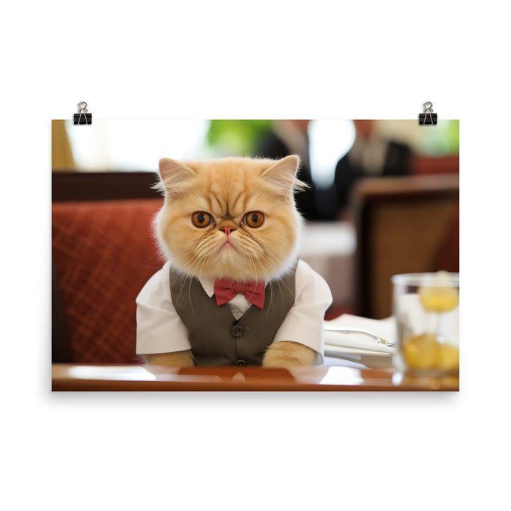 Exotic Shorthair Hotel Staff Photo paper poster - PosterfyAI.com