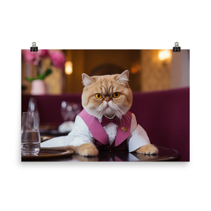 Exotic Shorthair Hotel Staff Photo paper poster - PosterfyAI.com