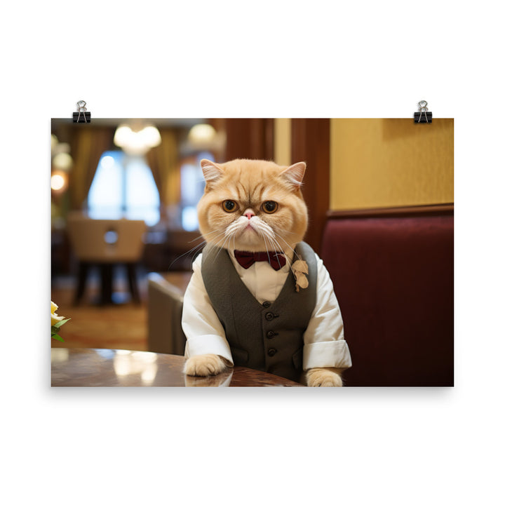 Exotic Shorthair Hotel Staff Photo paper poster - PosterfyAI.com