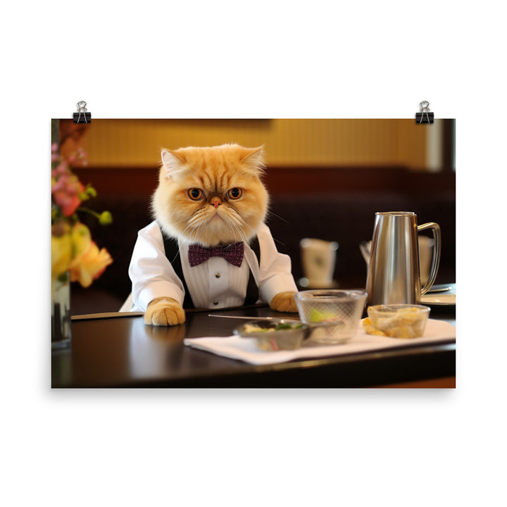 Exotic Shorthair Hotel Staff Photo paper poster - PosterfyAI.com