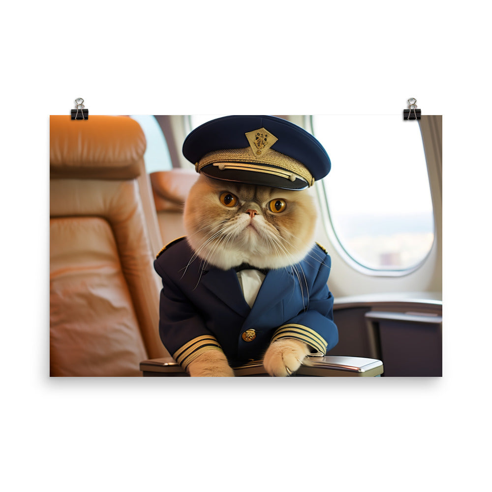 Exotic Shorthair Pilot Photo paper poster - PosterfyAI.com