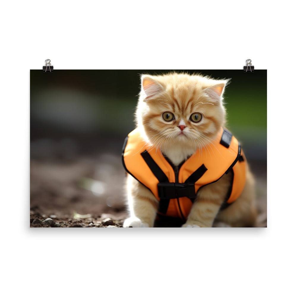 Exotic Shorthair Security Officer Photo paper poster - PosterfyAI.com