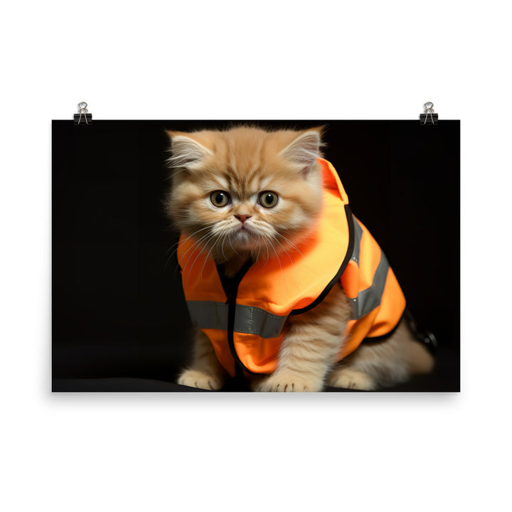 Exotic Shorthair Security Officer Photo paper poster - PosterfyAI.com