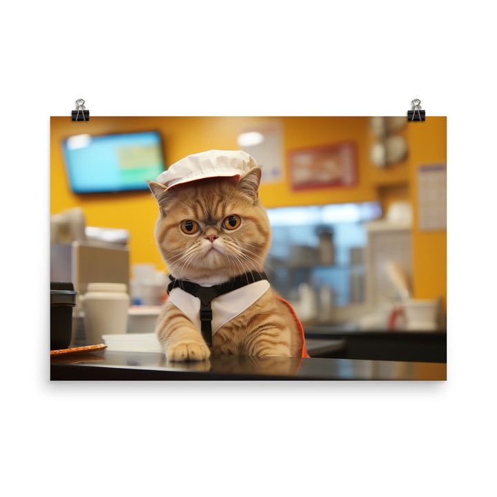 Exotic Shorthair Fast Food Crew Photo paper poster - PosterfyAI.com