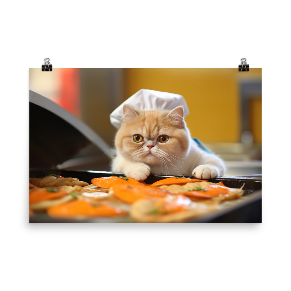 Exotic Shorthair Fast Food Crew Photo paper poster - PosterfyAI.com