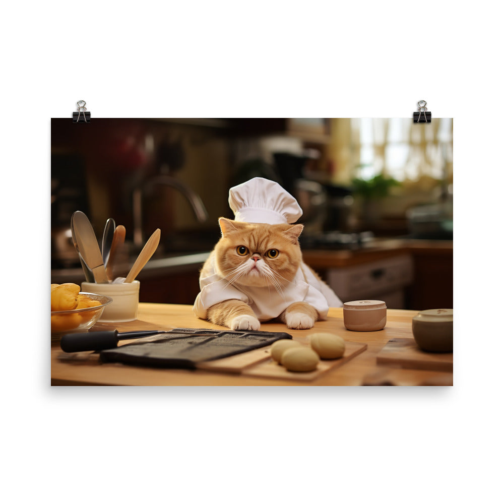 Exotic Shorthair Chef Photo paper poster - PosterfyAI.com