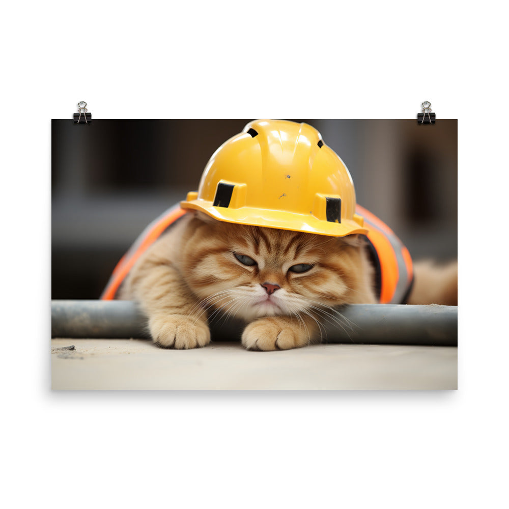 Exotic Shorthair Contractor Photo paper poster - PosterfyAI.com