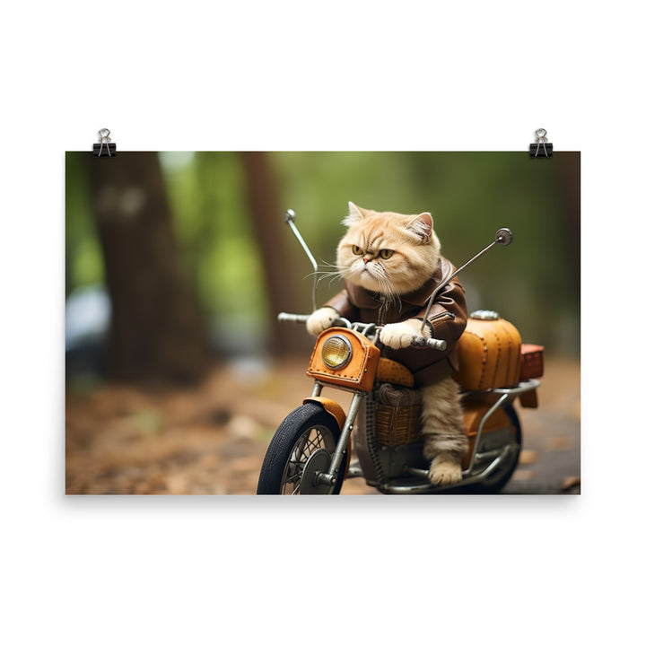 Exotic Shorthair Superbike Athlete Photo paper poster - PosterfyAI.com