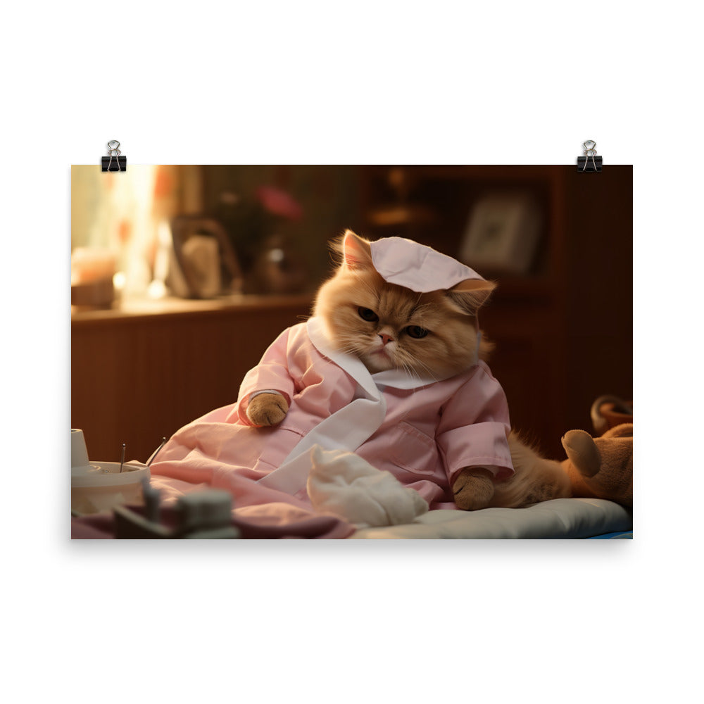 Exotic Shorthair Nurse Photo paper poster - PosterfyAI.com