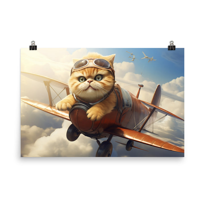 Exotic Shorthair Pilot Photo paper poster - PosterfyAI.com