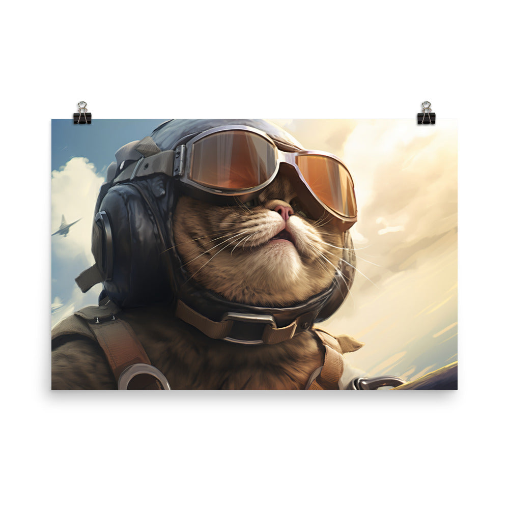 Exotic Shorthair Pilot Photo paper poster - PosterfyAI.com