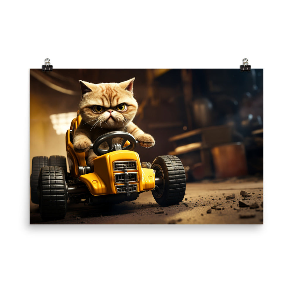 Exotic Shorthair Motorsport Athlete Photo paper poster - PosterfyAI.com