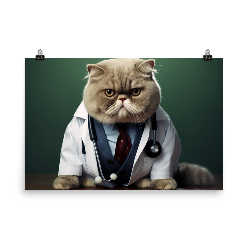 Exotic Shorthair Doctor Photo paper poster - PosterfyAI.com