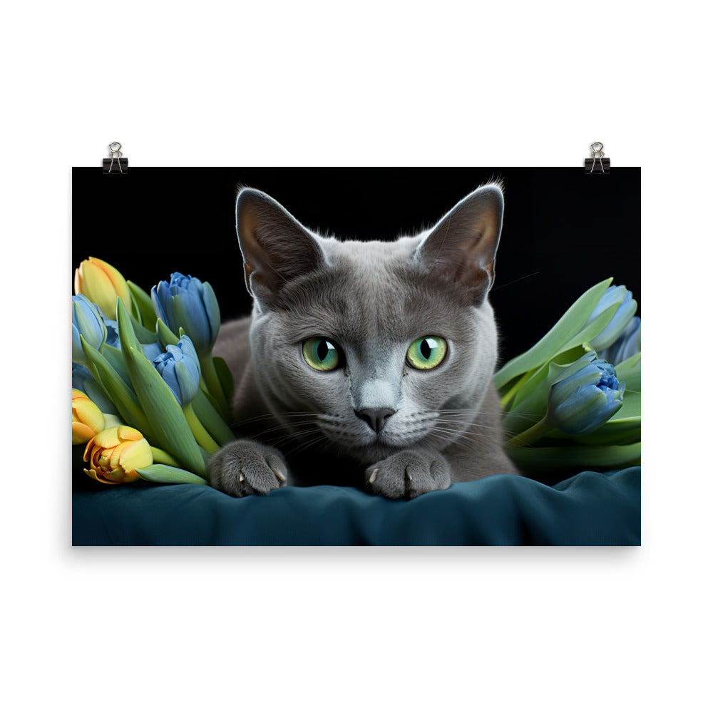 Russian Blue Photo paper poster - PosterfyAI.com