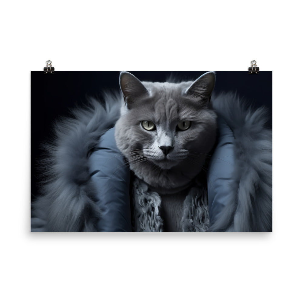 Russian Blue Photo paper poster - PosterfyAI.com