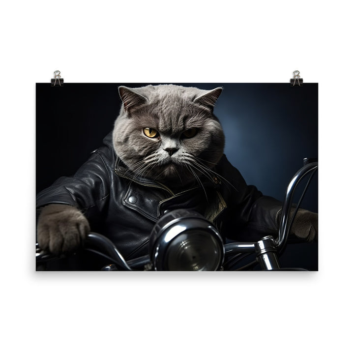 British Shorthair Superbike Athlete Photo paper poster - PosterfyAI.com