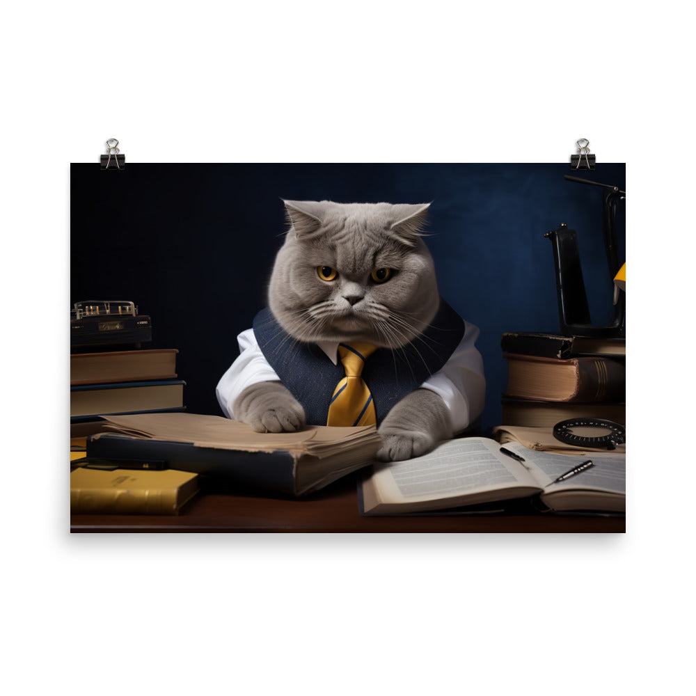 British Shorthair Student Photo paper poster - PosterfyAI.com