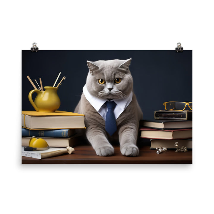 British Shorthair Student Photo paper poster - PosterfyAI.com