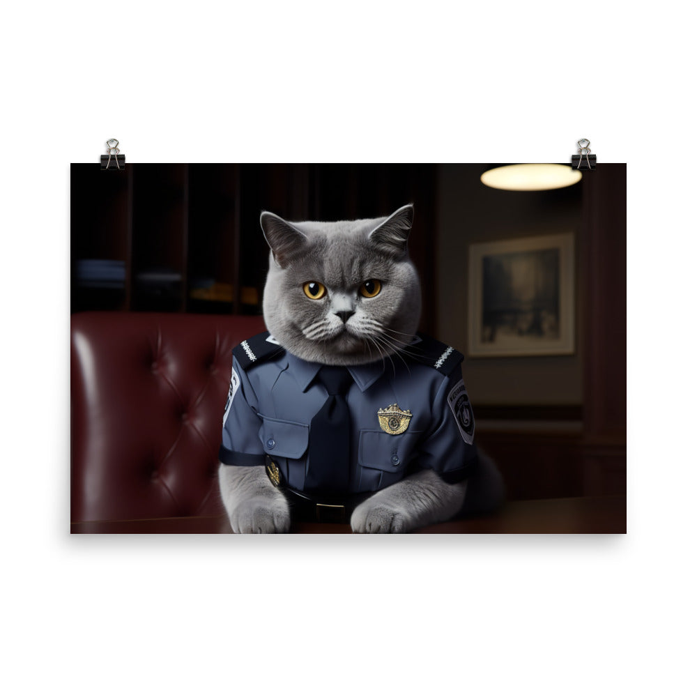 British Shorthair Security Officer Photo paper poster - PosterfyAI.com