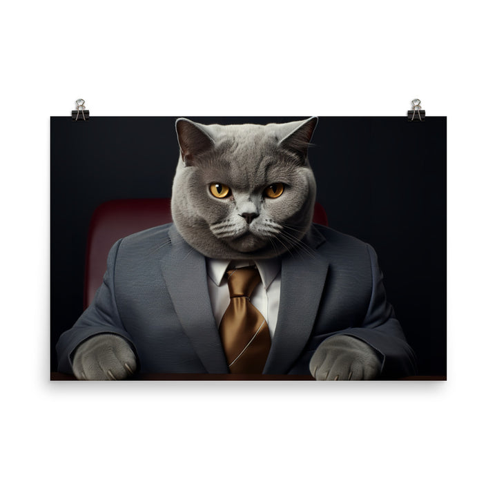 British Shorthair Sales Consultant Photo paper poster - PosterfyAI.com