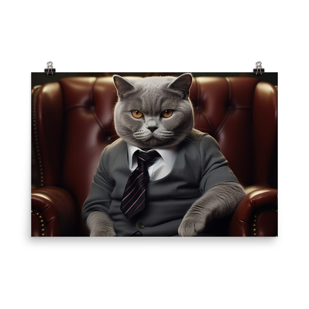 British Shorthair Sales Consultant Photo paper poster - PosterfyAI.com