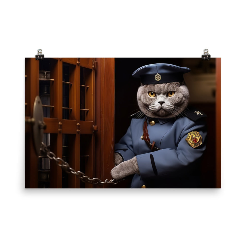 British Shorthair Prison Officer Photo paper poster - PosterfyAI.com