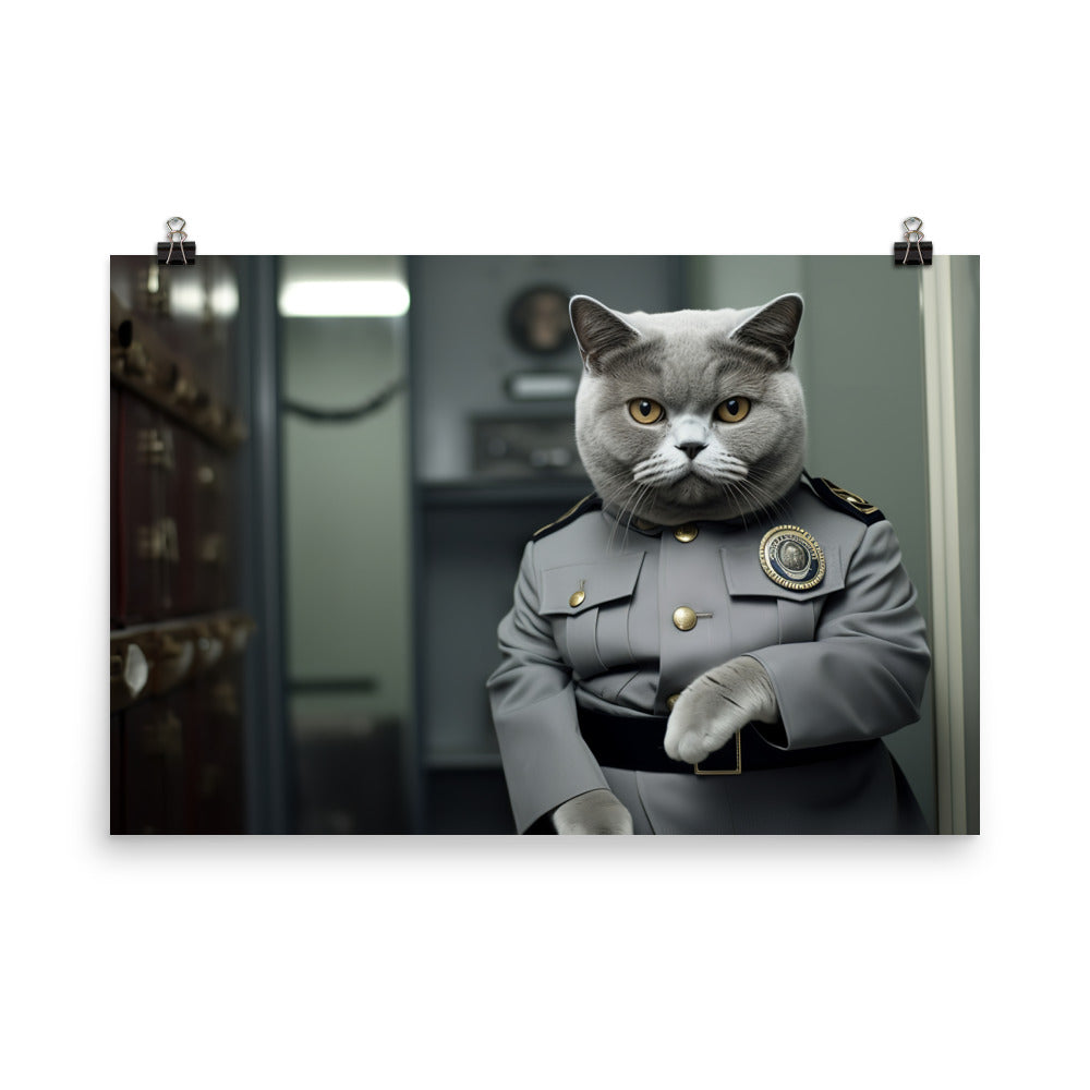 British Shorthair Prison Officer Photo paper poster - PosterfyAI.com