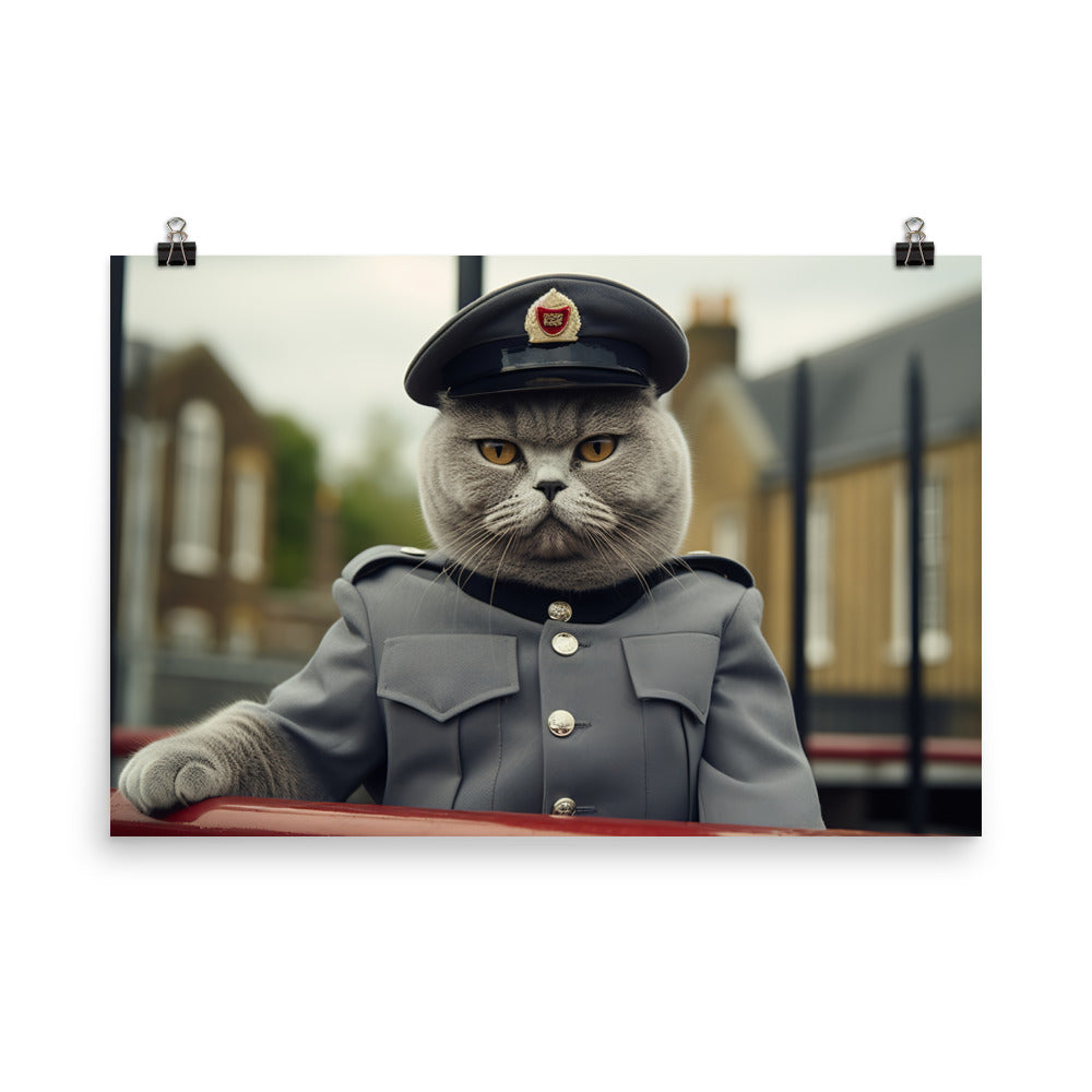 British Shorthair Prison Officer Photo paper poster - PosterfyAI.com