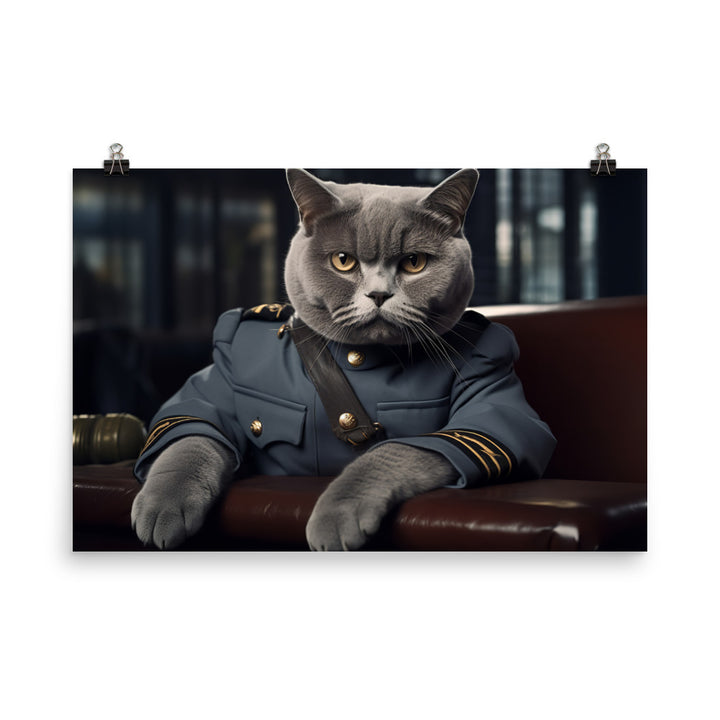 British Shorthair Prison Officer Photo paper poster - PosterfyAI.com