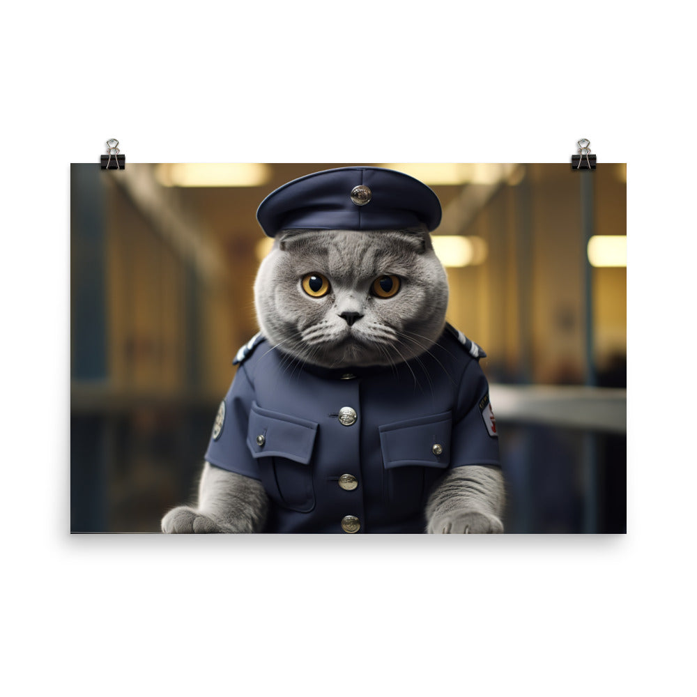 British Shorthair Prison Officer Photo paper poster - PosterfyAI.com