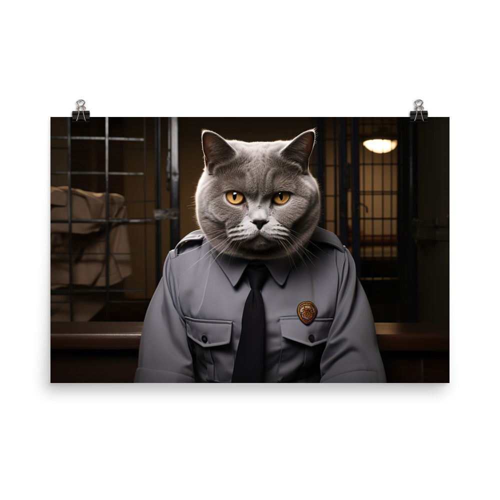 British Shorthair Prison Officer Photo paper poster - PosterfyAI.com