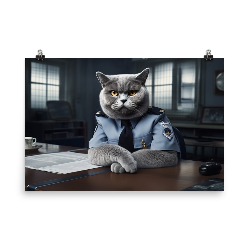 British Shorthair Prison Officer Photo paper poster - PosterfyAI.com