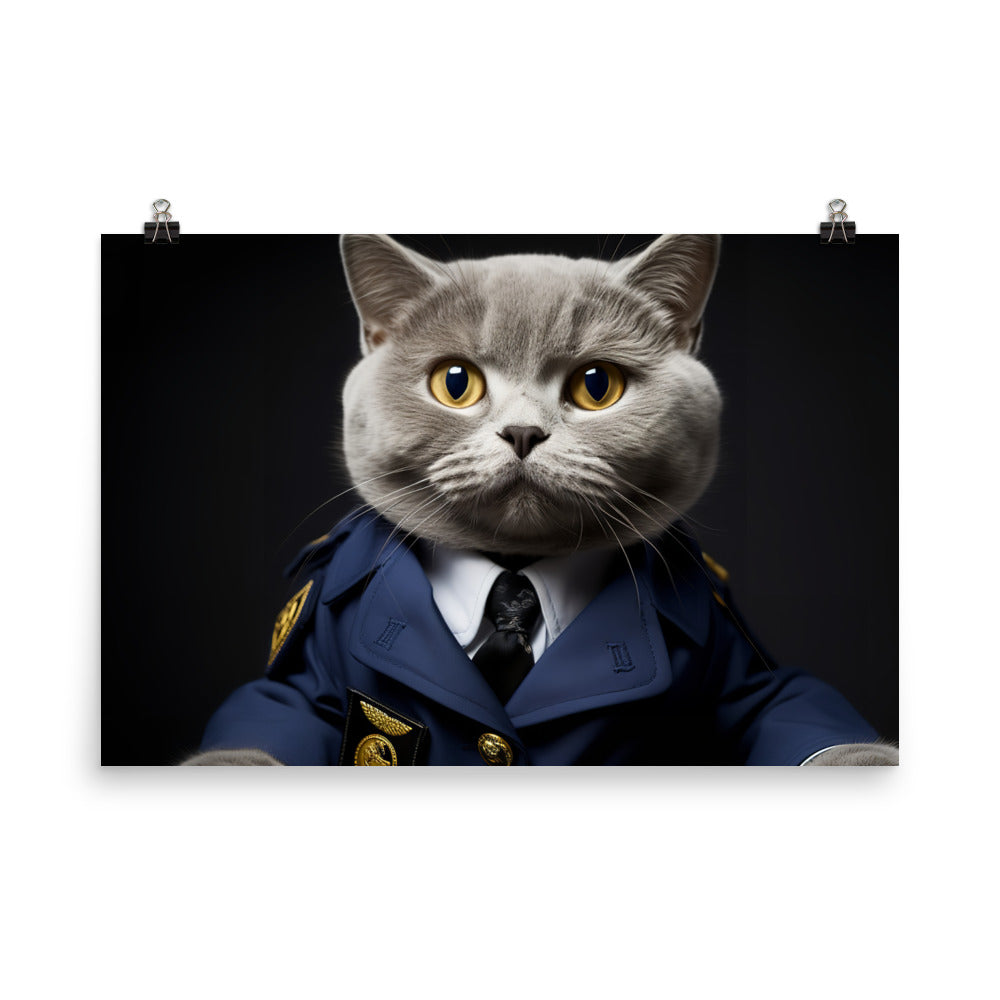 British Shorthair Pilot Photo paper poster - PosterfyAI.com